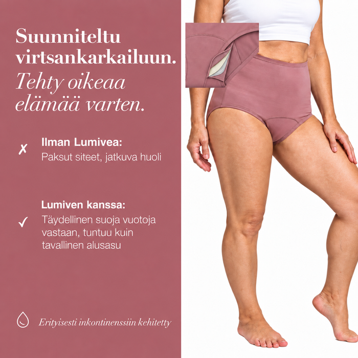 LUMIVE-alushousut on kehitetty virtsankarkailuun