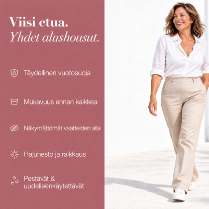 LUMIVE™ 4-kerroksiset, vuotosuojatut alushousut korkealla vyötäröllä